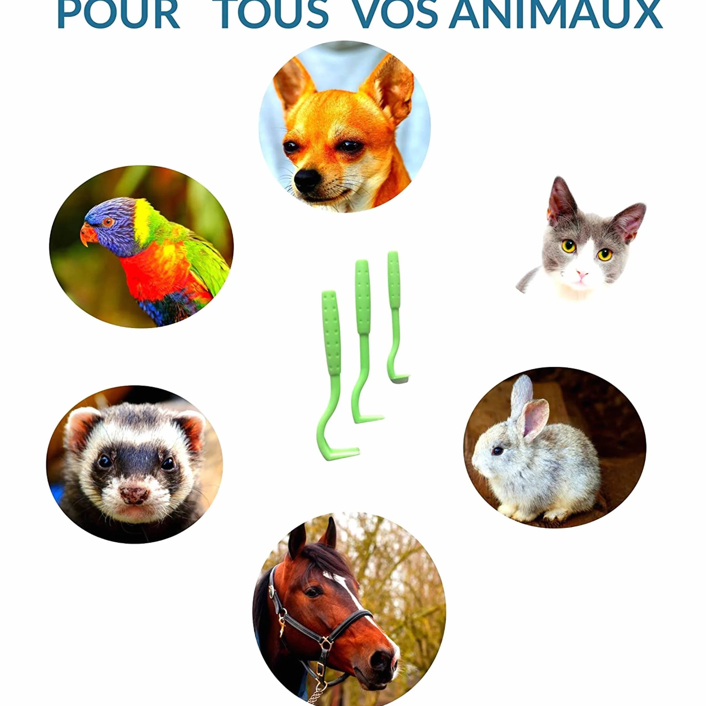Tire Tique,produit anti tique, Accessoire Antiparasitaire BONUS OFFERT, Retire/Enlève/Attrape parasites, Lot de 3 pinces pour Chat Chien Humain