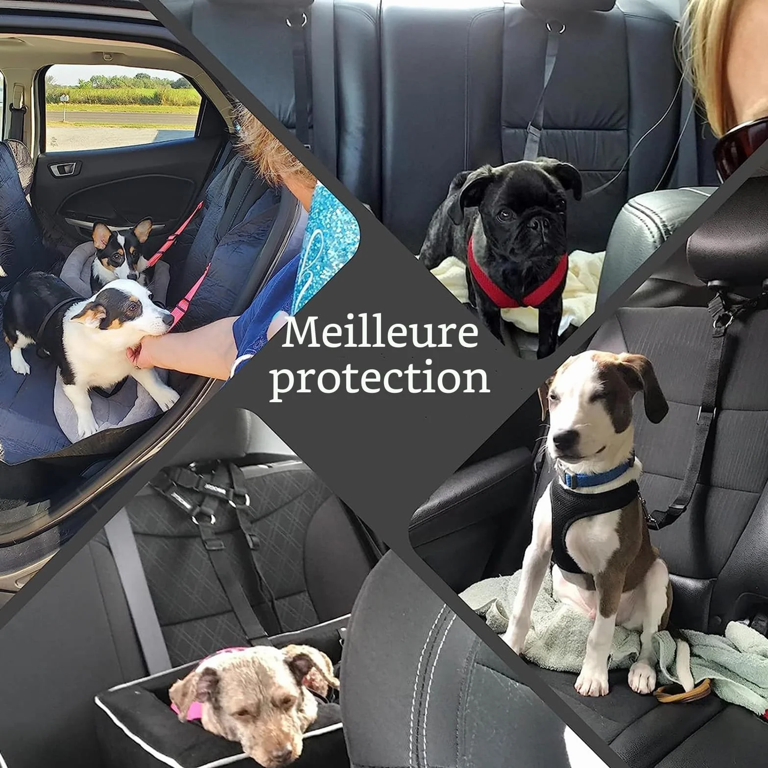 Ceinture de sécurité pour chien pour voiture, harnais réglable à double usage, ceinture de sécurité pour animal de compagnie, pour tout type de voiture, accessoire de voyage pour chien
