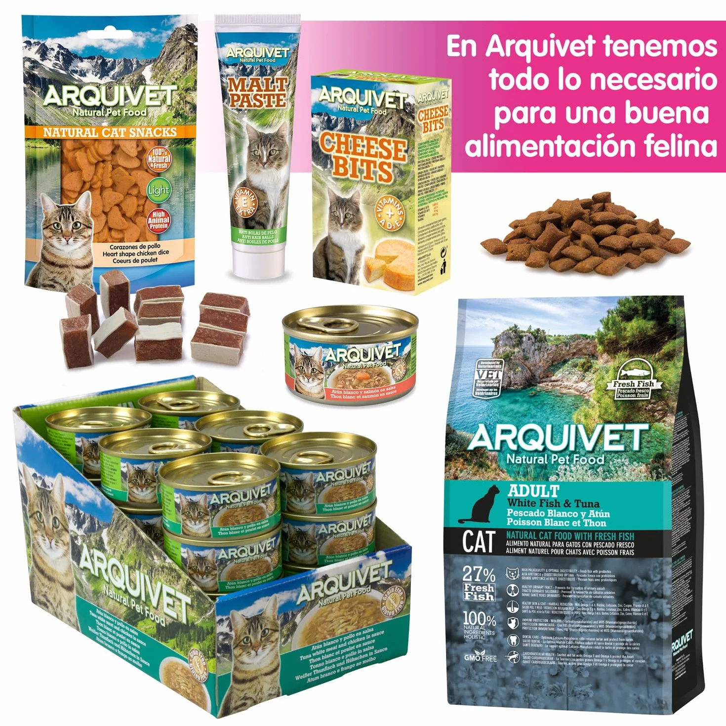 ARQUIVET Pack 24 unités Thon blanc et anchois en sauce 80g Aliments humides pour chats