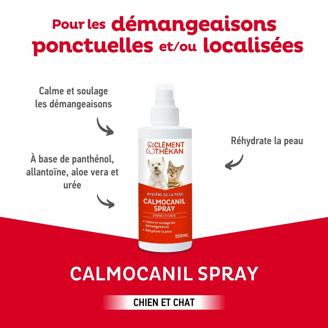 Clément Thékan Calmocanil Spray 200 ML Qui Calme et soulage Les démangeaisons pour Chiens et Chats