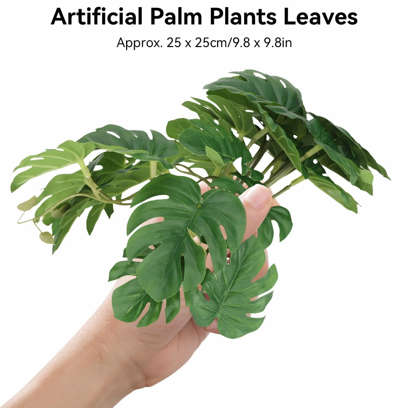 Plantes Artificielles pour Reptiles Feuille de Palmier 25 x 25 cm Décorative Plastique avec Ventouse Terrarium
