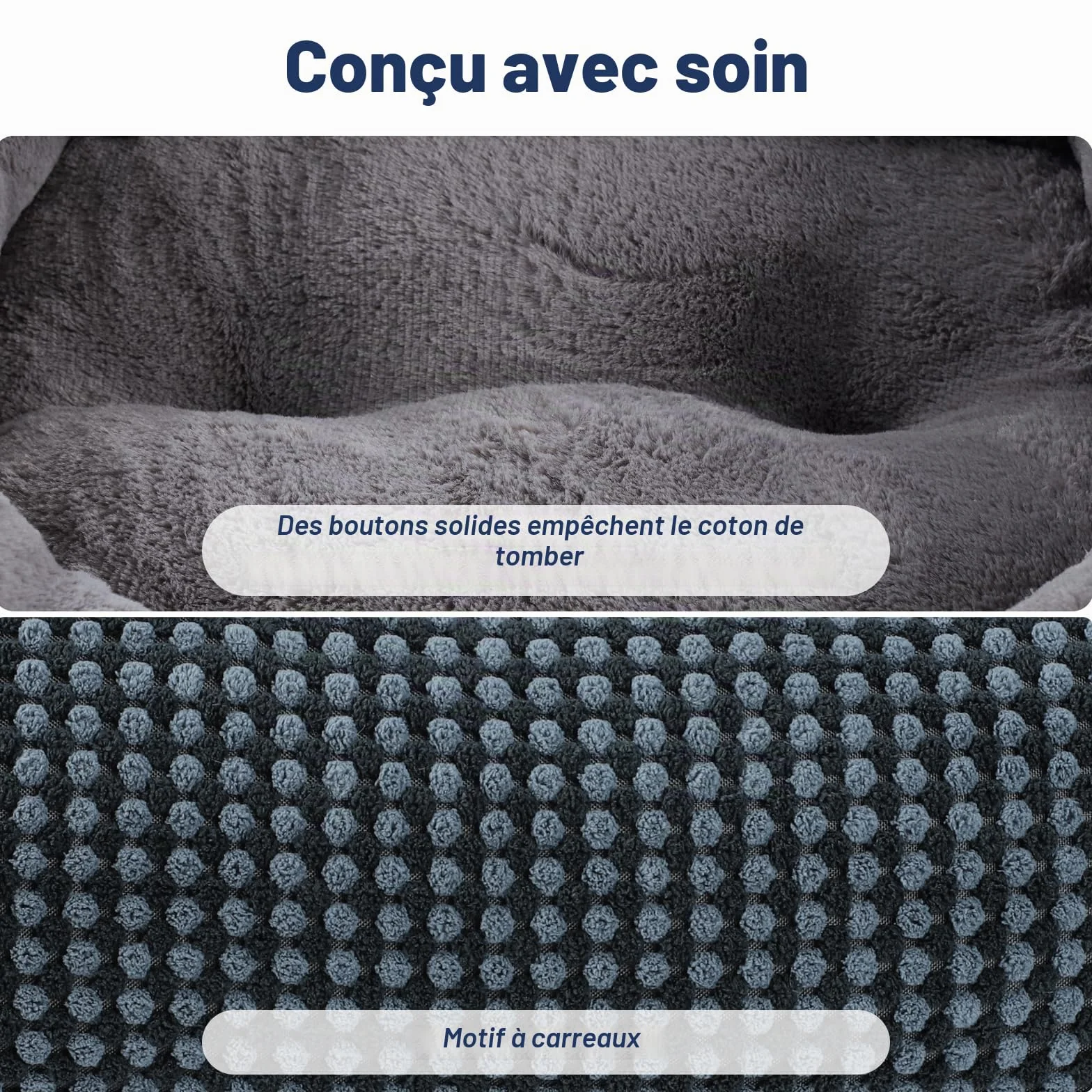FURTIME Panier pour Chien Moyen, Lit Chien Lavable Duveteux, Antidérapant Coussin Anti-anxiété, 76x61x23cm