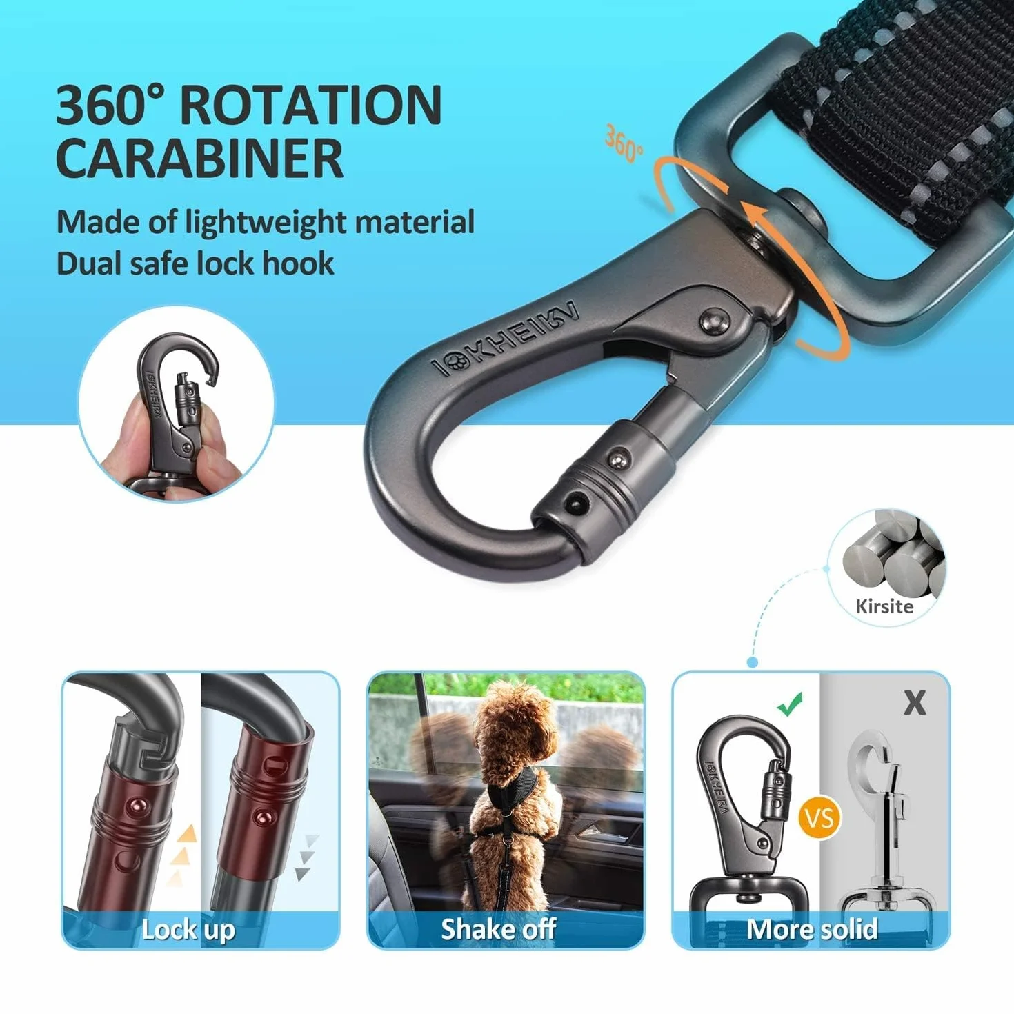 IOKHEIRA ceinture sécurité chien absorption d'énergie harnais LATCH ISOFIX