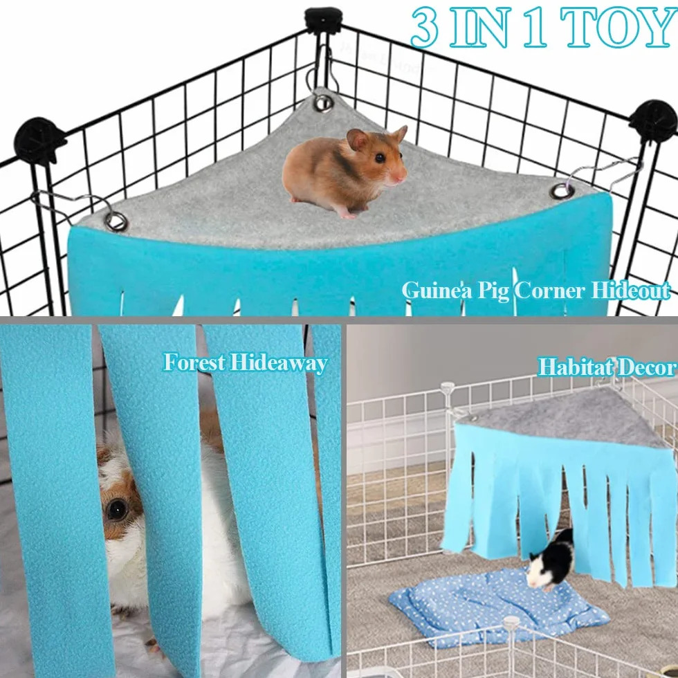ASOCEA Petit Animal Hamster Tente Hamac Pet Cachette Cage Accessoires Nid Lit pour Cochon d'Inde Chinchilla Hérisson Rat Écureuil Furet Nain Lapin (Bleu)