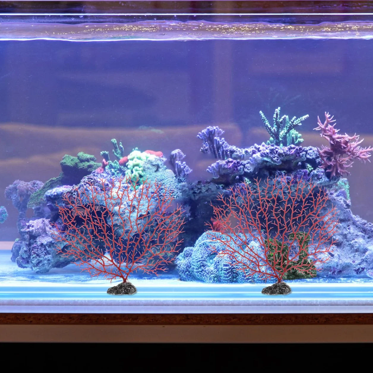 Lot De 2 Branches De Corail Artificielles pour Aquarium Plantes Plastiques Ornementales Taille Moyenne Décoration Naturelle
