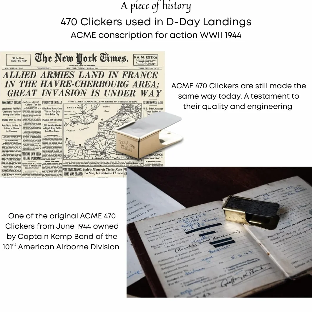 ACME Clicker No. 470 Clicker avec cordon en cuir pour l'entraînement du chien Convient également pour la communication avec les dauphins (laiton antique)