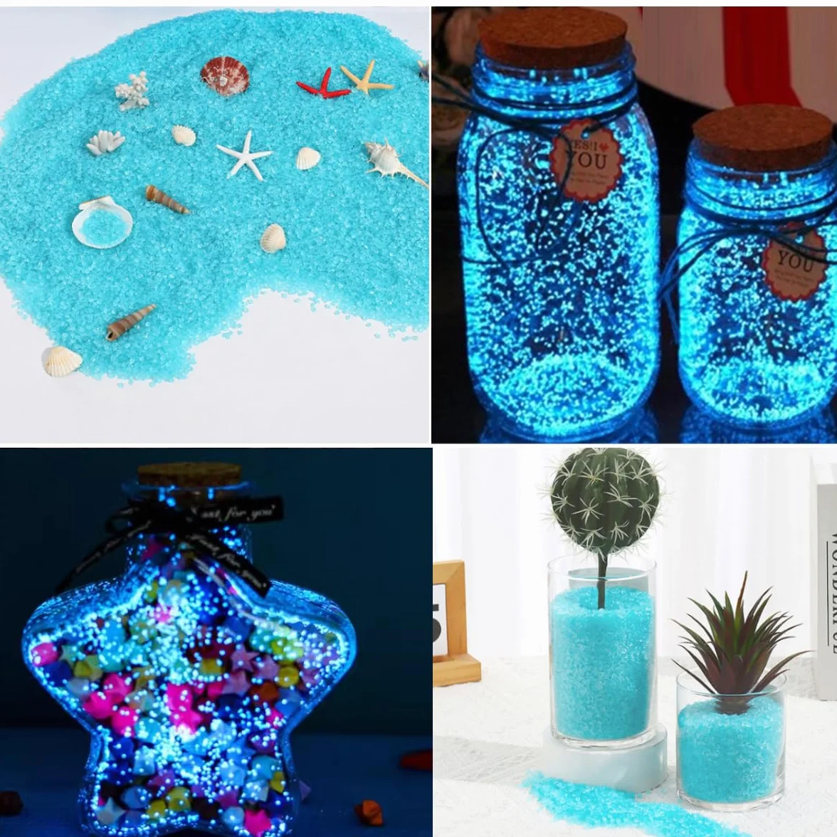 Pierres lumineuses fluorescentes aquarium 3-5 mm 150 g bleu clair Lot de 6 000
