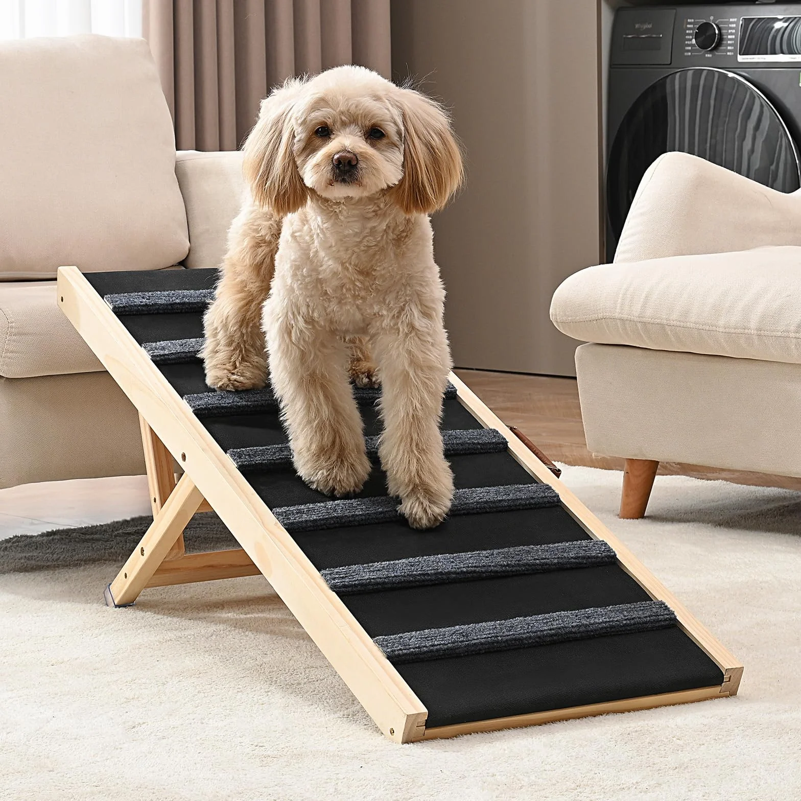 VEVOR Rampe pour Chien Longueur 1000 mm Rampe Pliable de Voiture Antidérapante pour Chiens de Petite ou Grande Taille Hauteur Réglable 38-56 cm Convient pour Lit, Canapé, Sofa, Intérieur, Extérieur