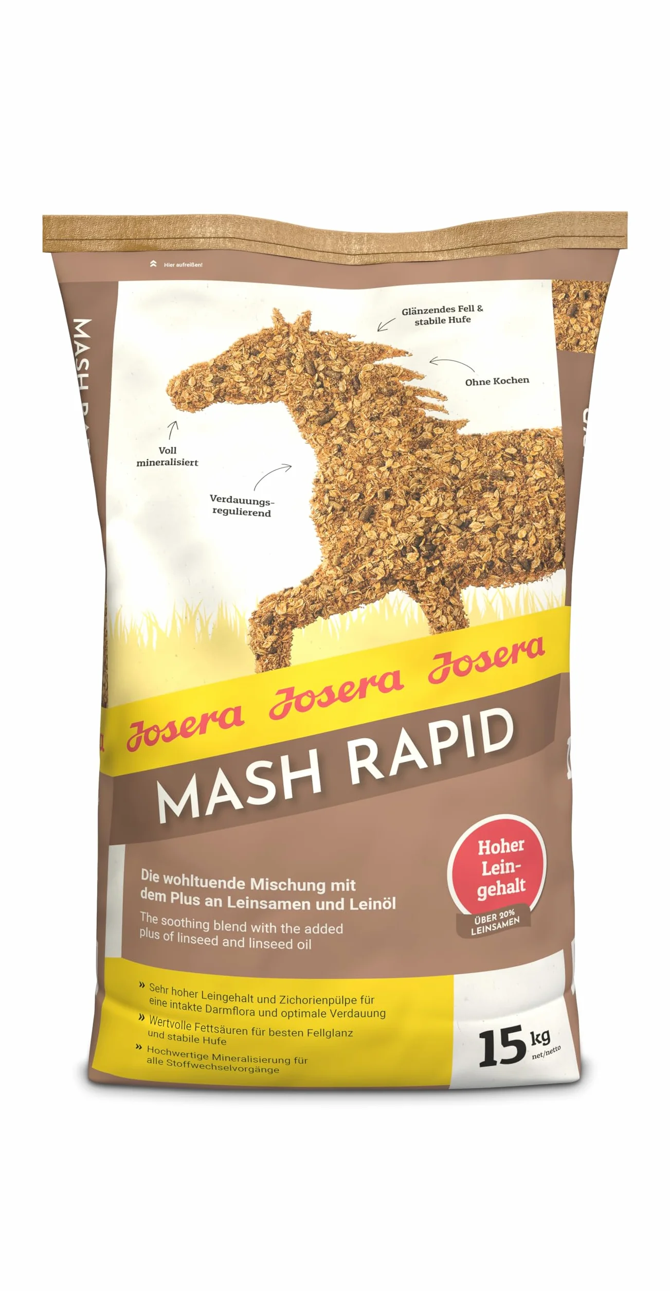 JOSERA Mash Rapide 15 kg Aliment Premium pour cheval Sans céréales