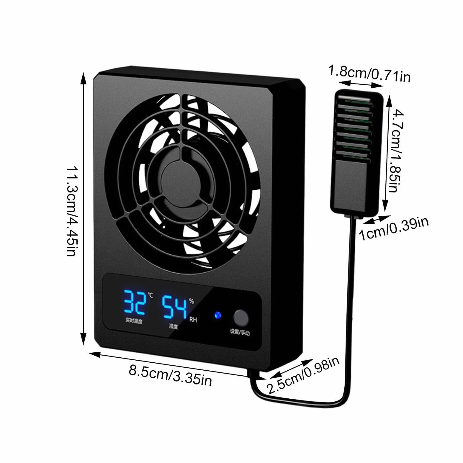 Fan de reptile - Gauge d'humidité du reptile intelligent avec affichage LED | Ventilateur de refroidissement, ventilateur de ventilation pour les serpents, terrarium de forêt tropical