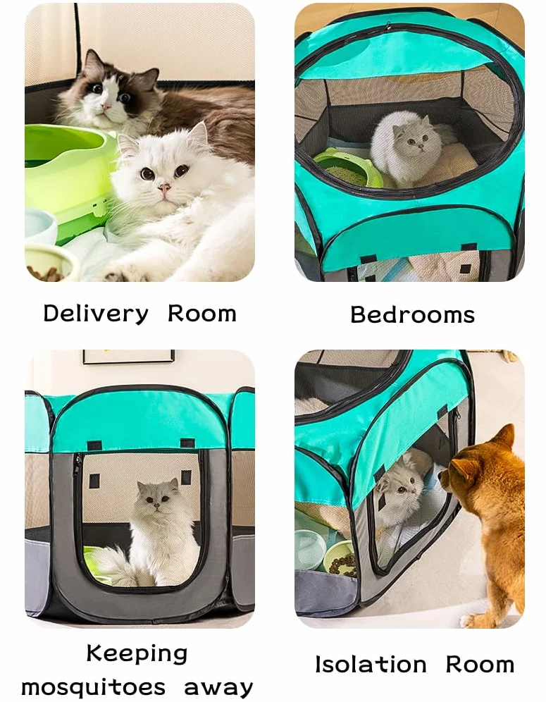 Parc Portable Pliable pour Animaux de Compagnie Cage Chat Tente Chiot Rose L