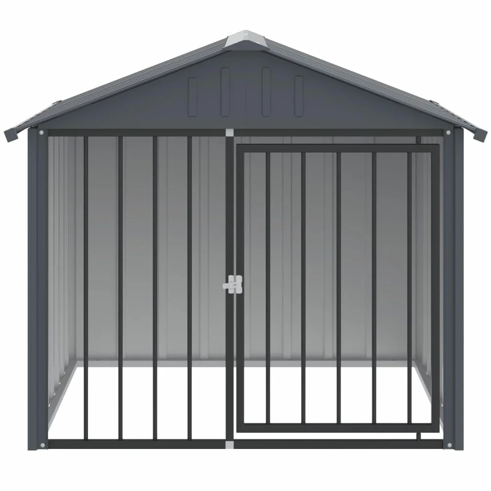 Toshilian Chenil Extérieur pour Chien Niche Cage Métal avec Toit Noir 117x103x102 cm Acier Galvanisé