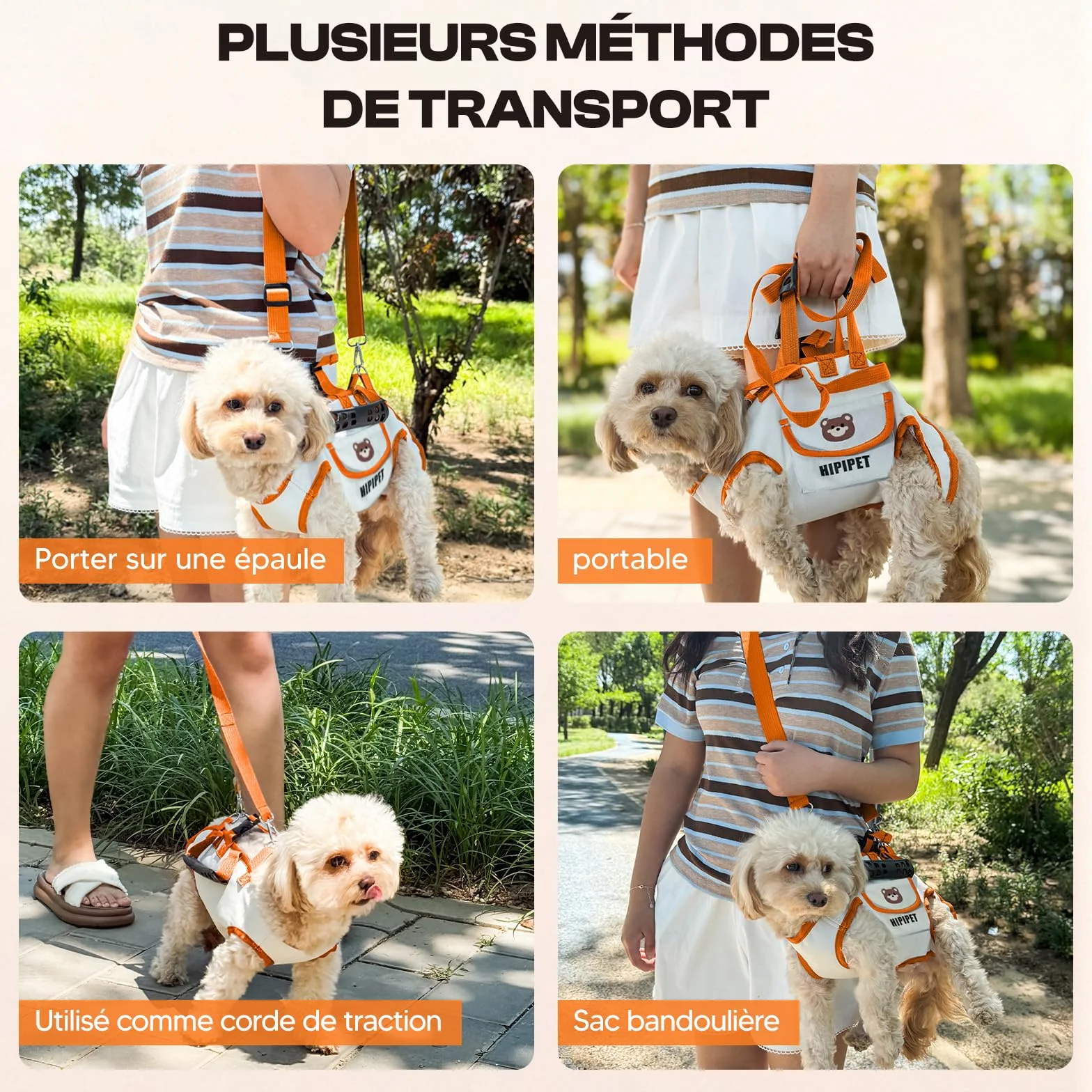 Harilla Harnais de Transport pour Chien, Sac Ergonomique Respirant avec Bandoulière Réglable, S