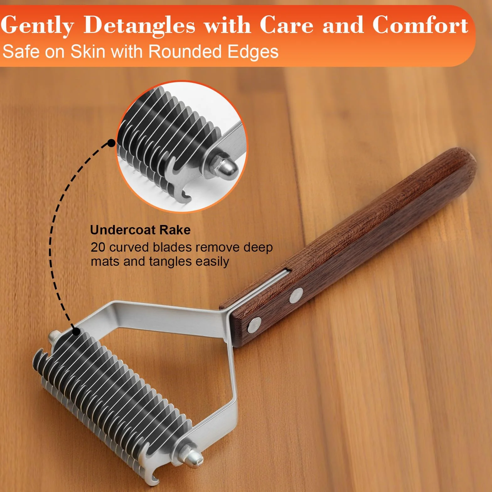 Brosse de Toilettage Cheval avec Porte-Peignes en Cuir, Manche en Bois pour Chevaux Chats Chiens