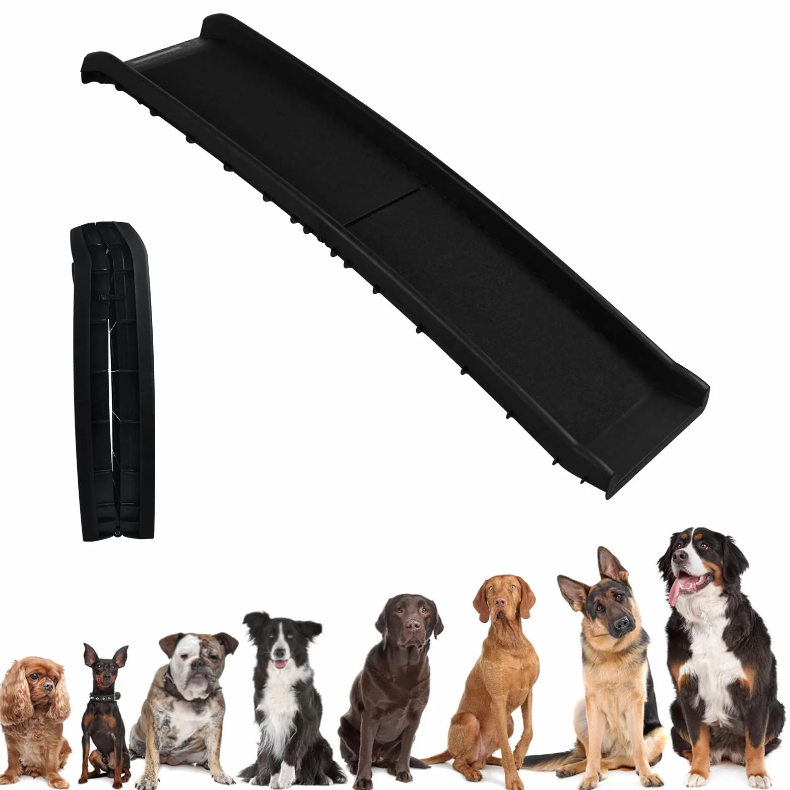 LZQ Rampe pour chien et animal de compagnie - Pliable - Antidérapante - Pour grands animaux de compagnie jusqu'à 90 kg - Noire