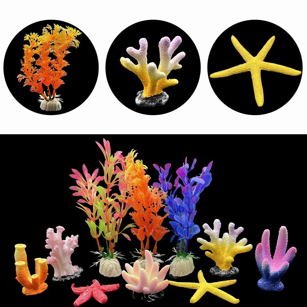 EQLEF Corail Aquarium Artificielle Lot de 10 Décorations Ornements Plantes Aquatiques