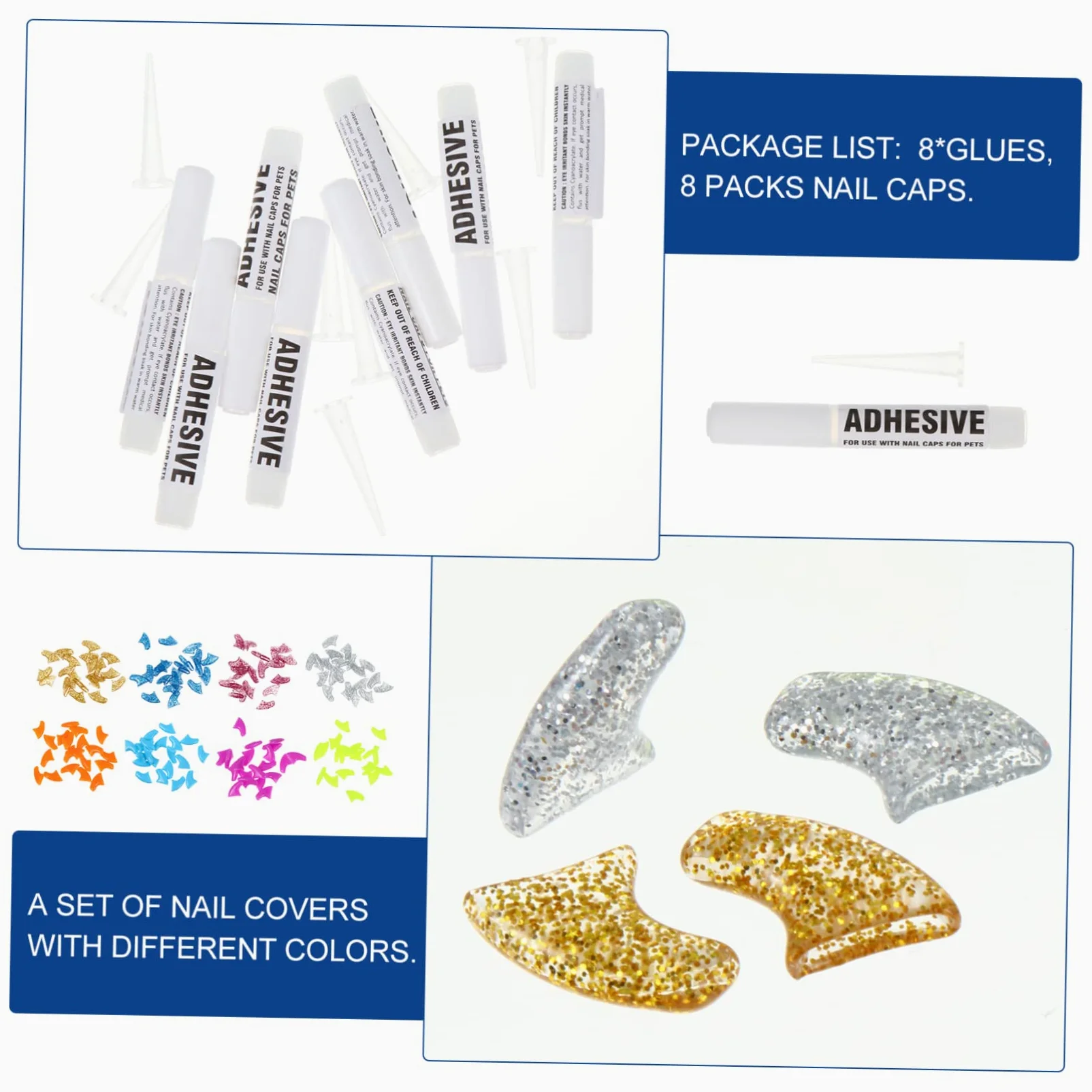 Housoutil 320 Pièces Ensemble D'Ongles pour Animaux De Compagnie Capuchon pour Ongles De Chat Capuchons pour Ongles Chat Couvre-Griffes Pattes pour Chats Pattes pour Chatons Chat Embouts