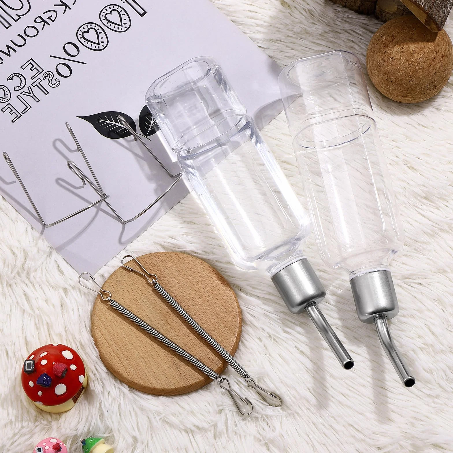 Abreuvoir Lapin avec Support 180Ml+350Ml pour Cage Rongeurs Chinchilla Écureuil