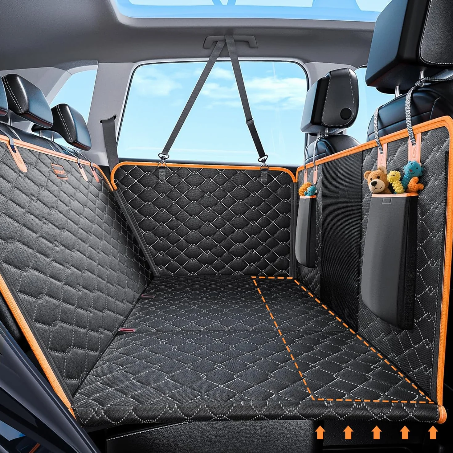 JOEJOY Housse Chien Siège Voiture, Extension Résistant Plaque Base Rigide Hamac Arrière Noir