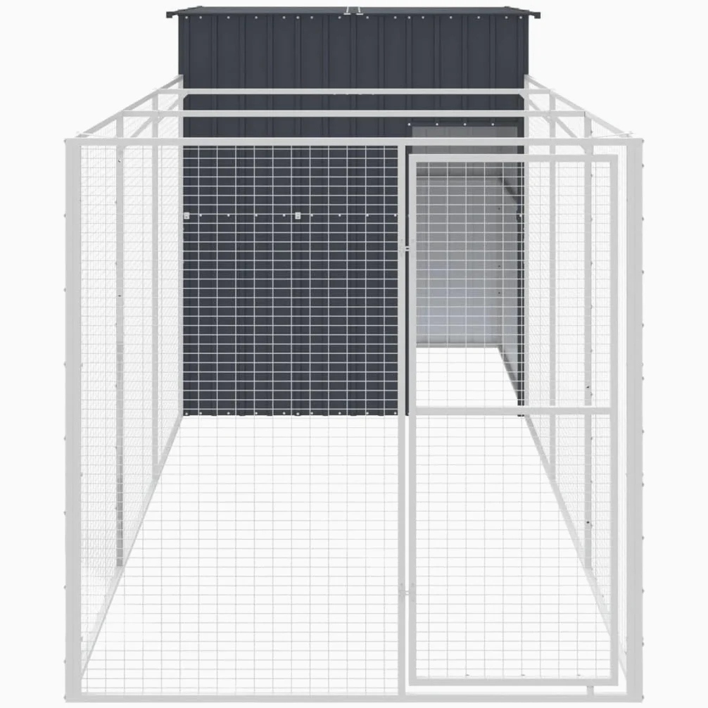 Niche pour Chien Extérieur Métal, Chenil d'extérieur Enclos Cage pour Chien avec Cour Anthracite 165x455x181 cm