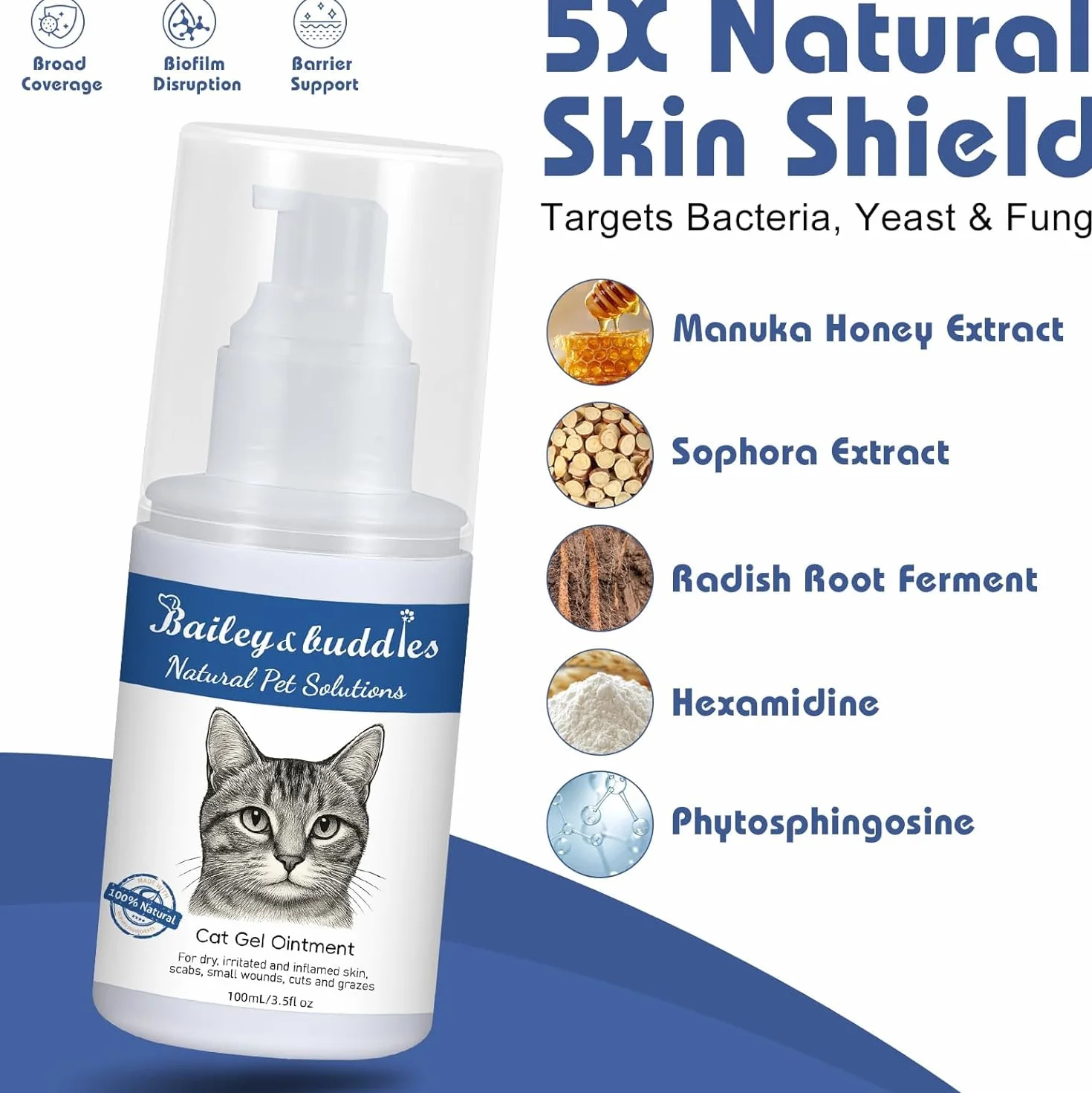 Bailey & buddies Pommade Naturelle pour la Peau de Chat, soulage Peau sèche, démangeaisons, Points Chauds, eczéma et Allergies