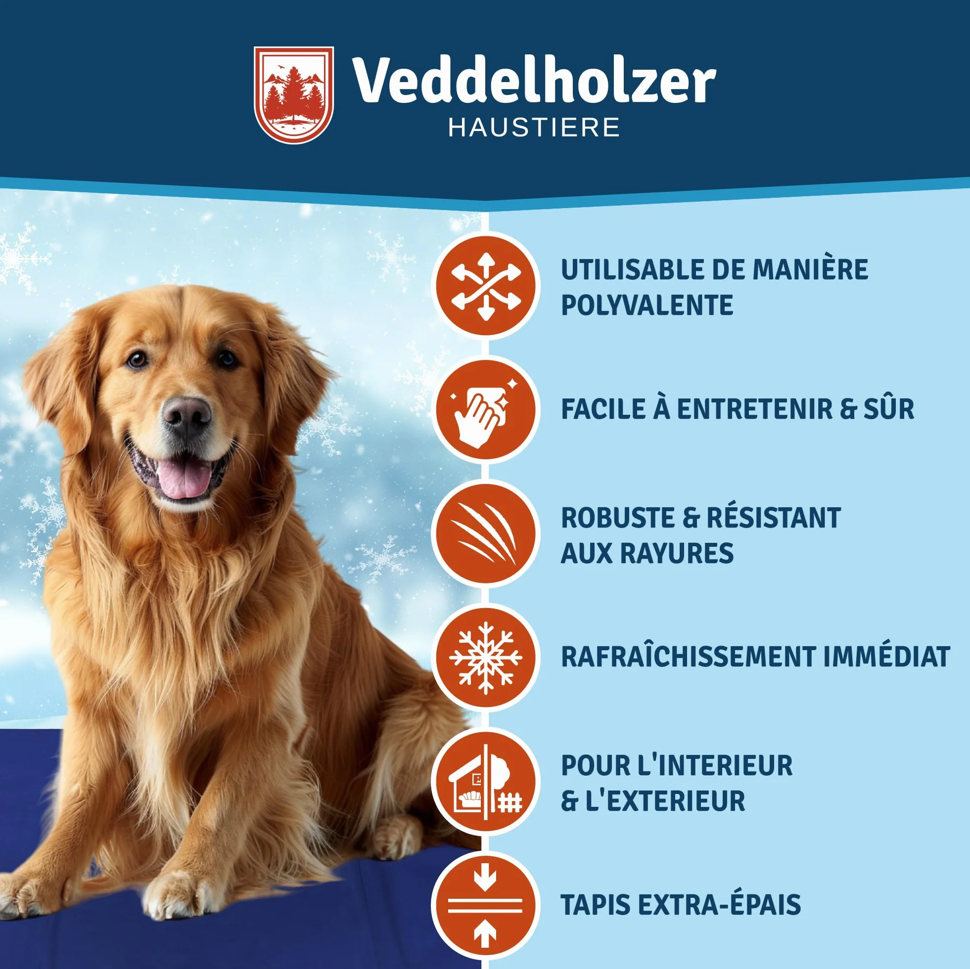 Tapis rafraîchissant pour chien extra épais, auto-refroidissant, résistant aux rayures