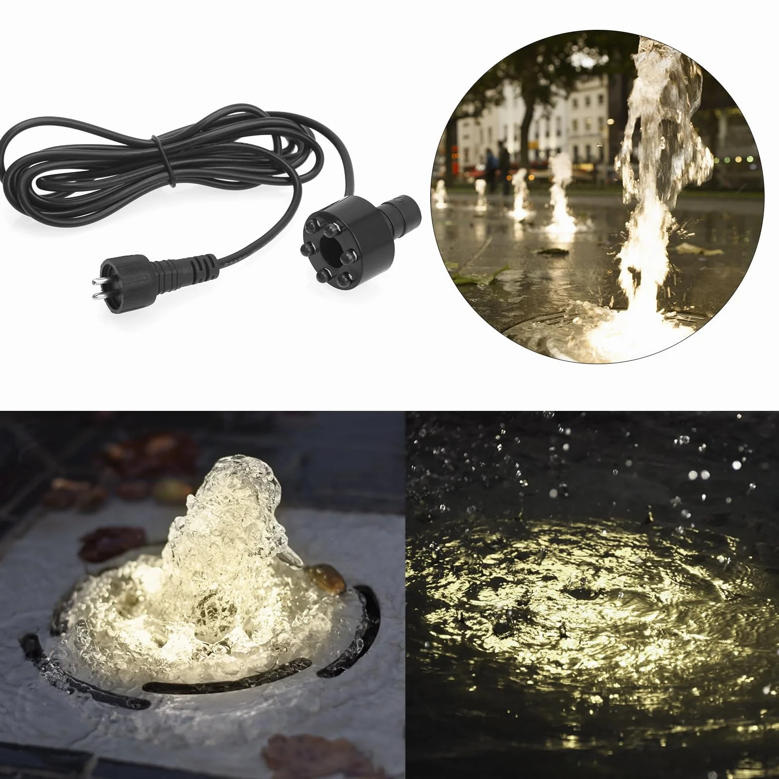 BARST Pompe submersible fontaine 12 V AC 800 l/h 10 m LED JR-800LV