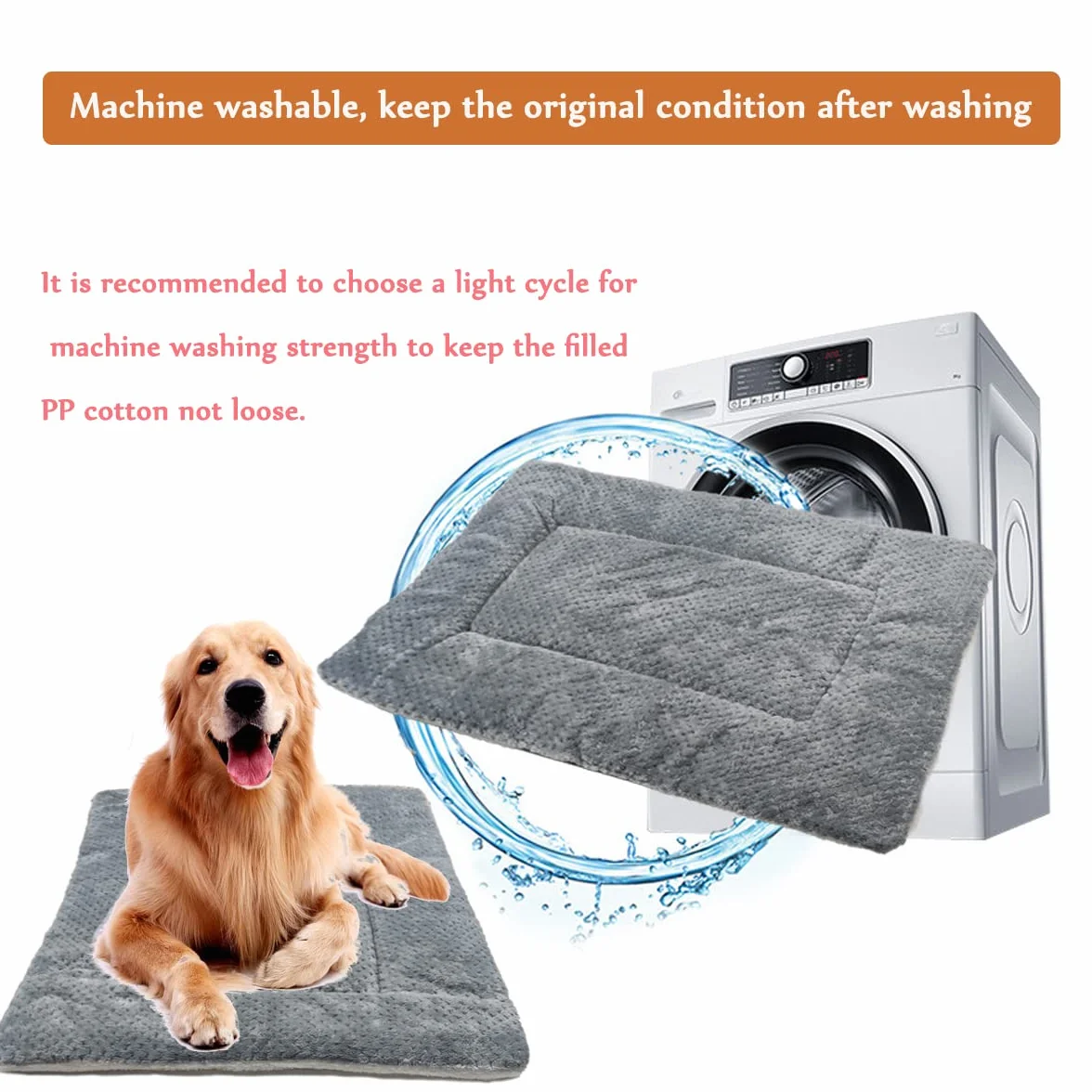 Tapis pour Chiens Réversible Matelas Doux Confortable Coussin de Voyage Lavable Gris 50x40cm