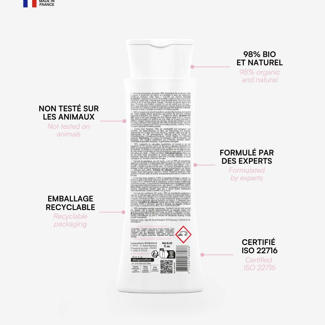 Biogance Shampooing pour chat My cat 250 ml A base d’ortie et d’huile d’argan