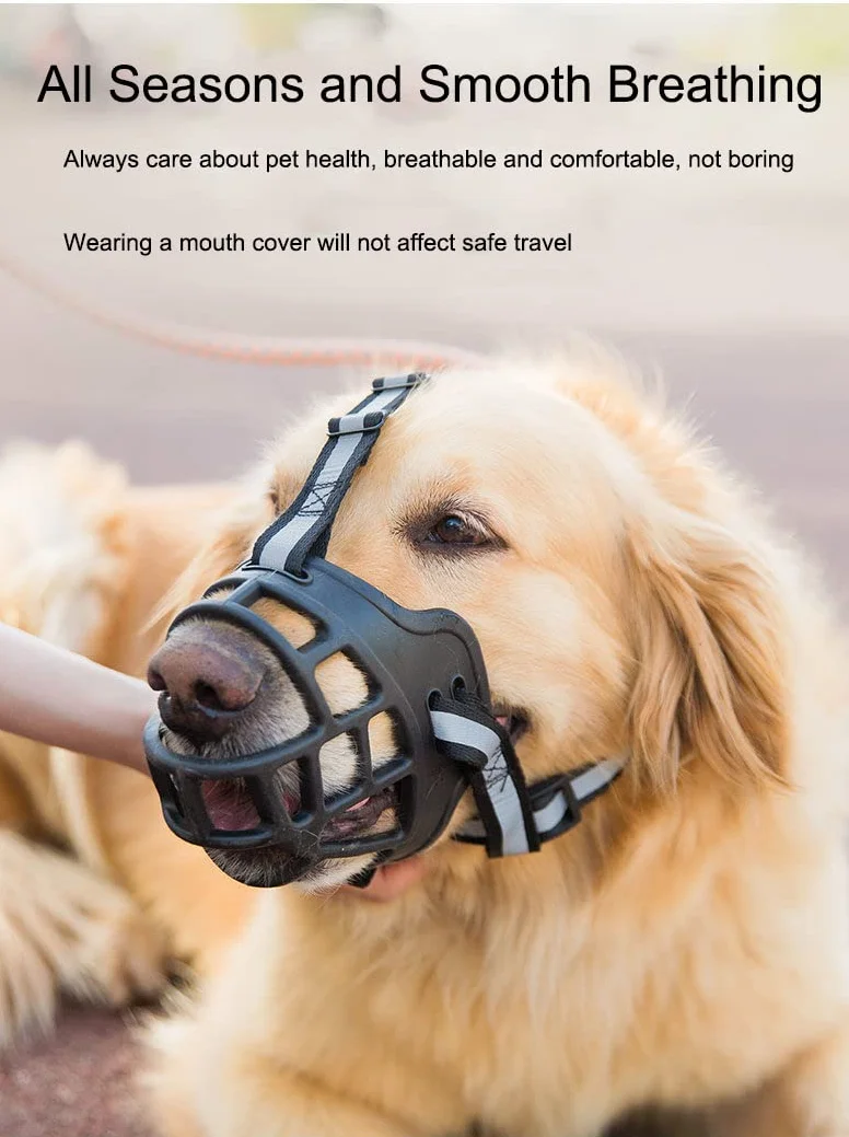 Museau en Silicone Souple pour Chiens, Museliere Anti-Aboiements et Anti-Morsures avec Bandeau Respirant en Maille et Nylon Résistant pour Petits,Moyens Et Grands Chiens (7.5-15kg)