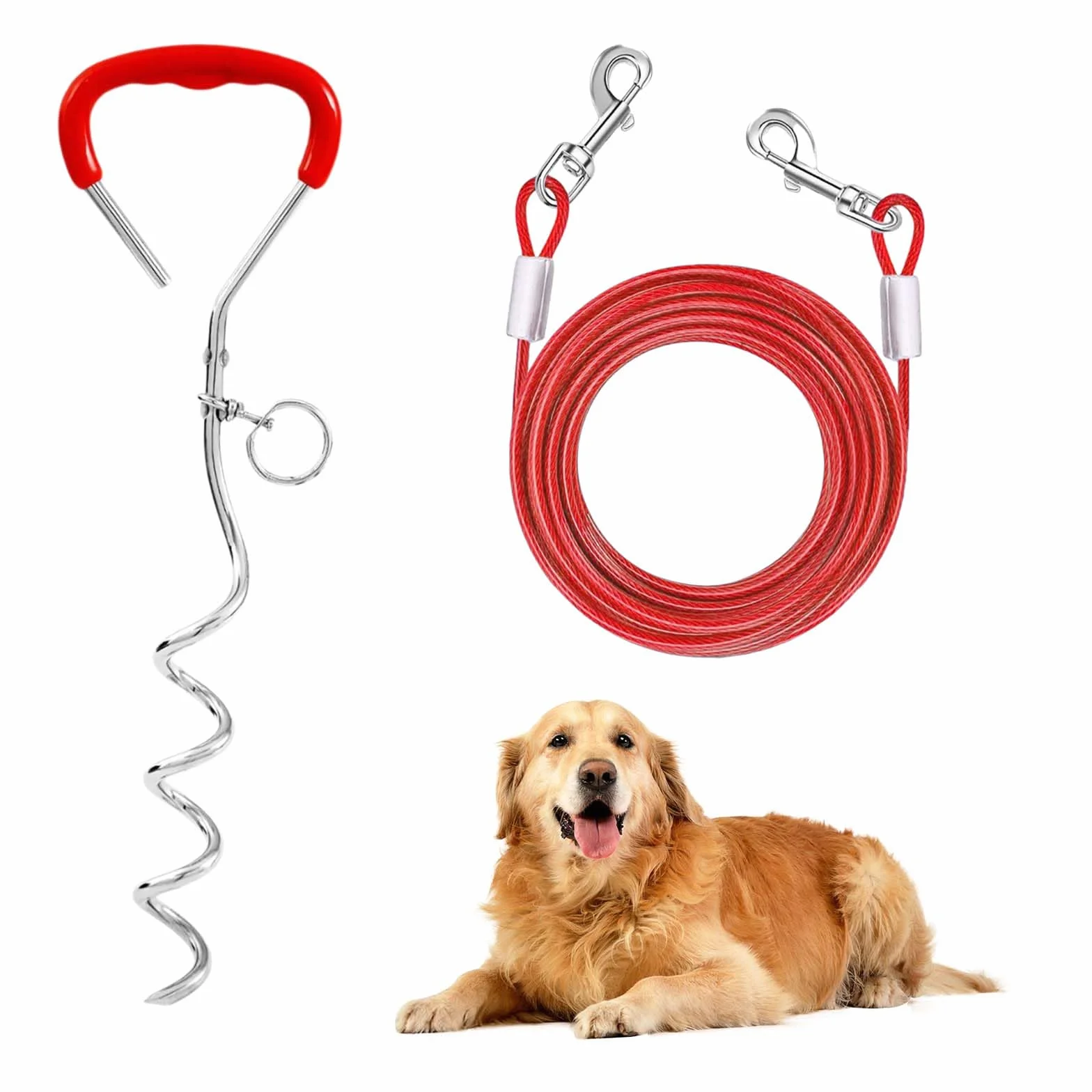 9 mm*40 cm,Ancrage au sol pour chiens, Piquet d'amarrage pour chiens de camping,Ancrage au sol pour chiens de taille moyenne, avec laisse de 5M, ancre de camping, pelouse, ancre pour chien d'extérieur