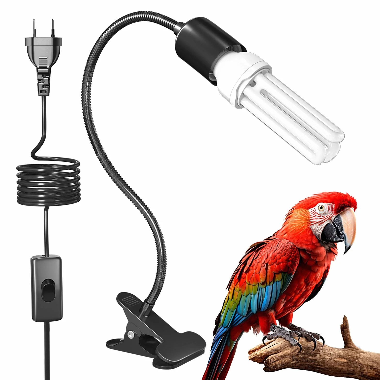 GlowUp UVB 2.4 Kit complet éclairage oiseaux lampe pince ampoule E27 20W