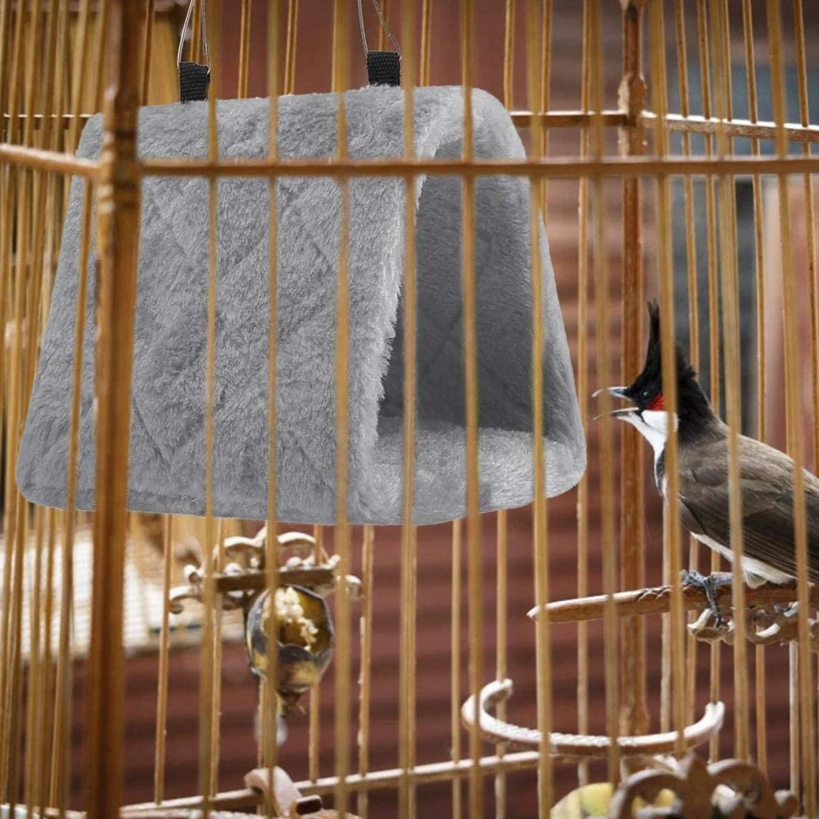 Voarge Nid d'oiseaux tente de camping pour oiseaux Jouets d'hiver animaux de compagnie Gris