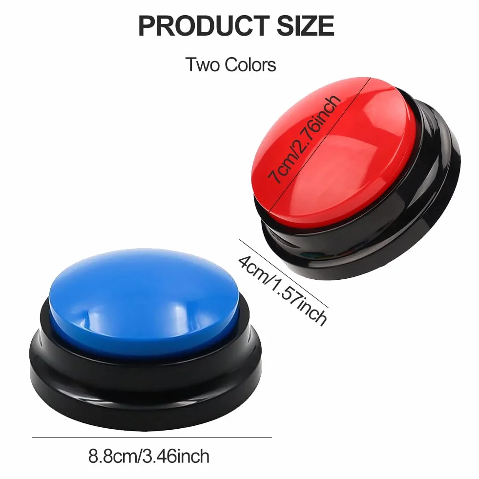 Cerioll Buzzer Enregistrable, Buzzer Chien Sonore et Lumineux, 2 Pièces Bouton Communication