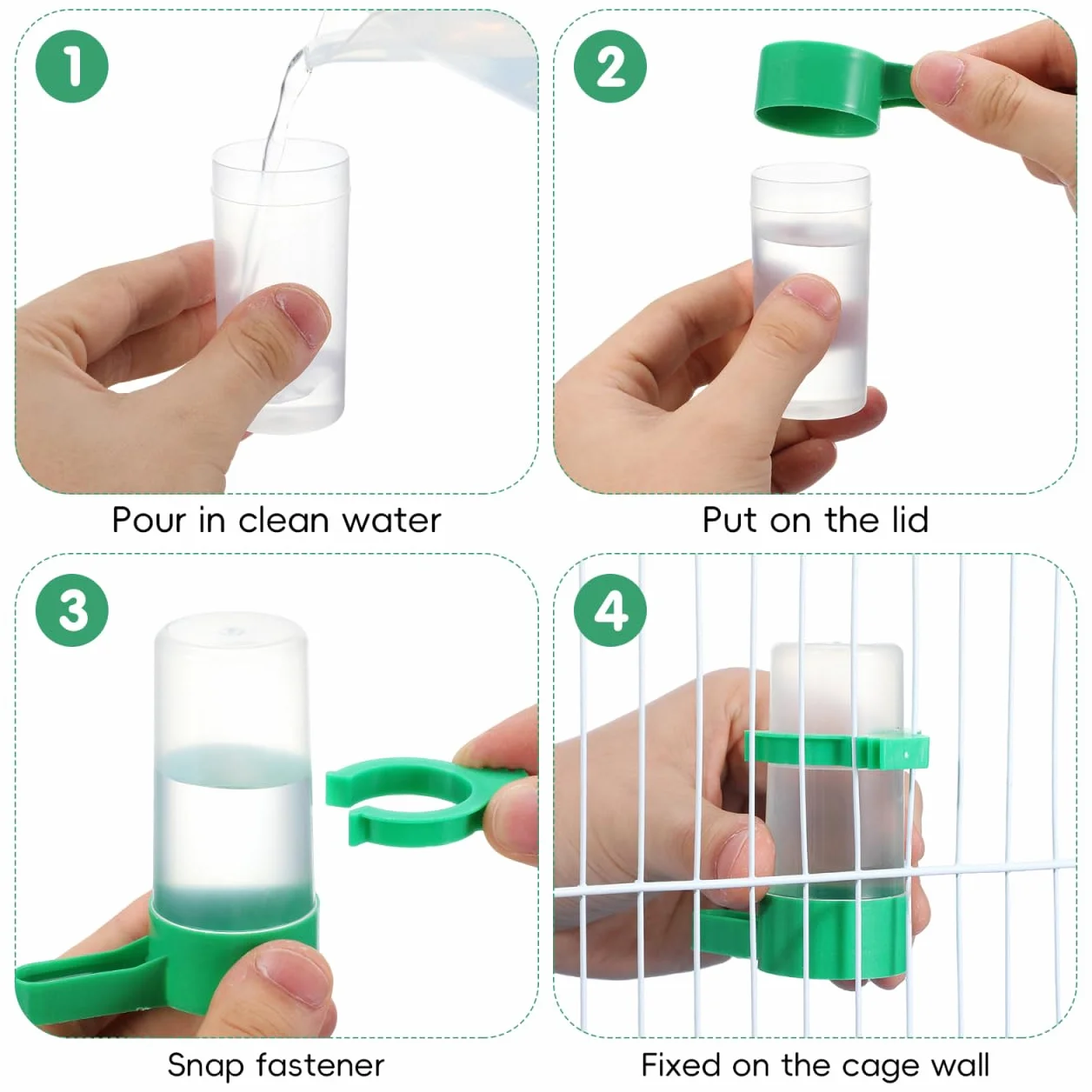 Hohopeti Distributeur d'eau Automatique pour Oiseaux en Cage 10 Pièces Abreuvoir Anti-Gaspillage 60Ml Bec Incliné