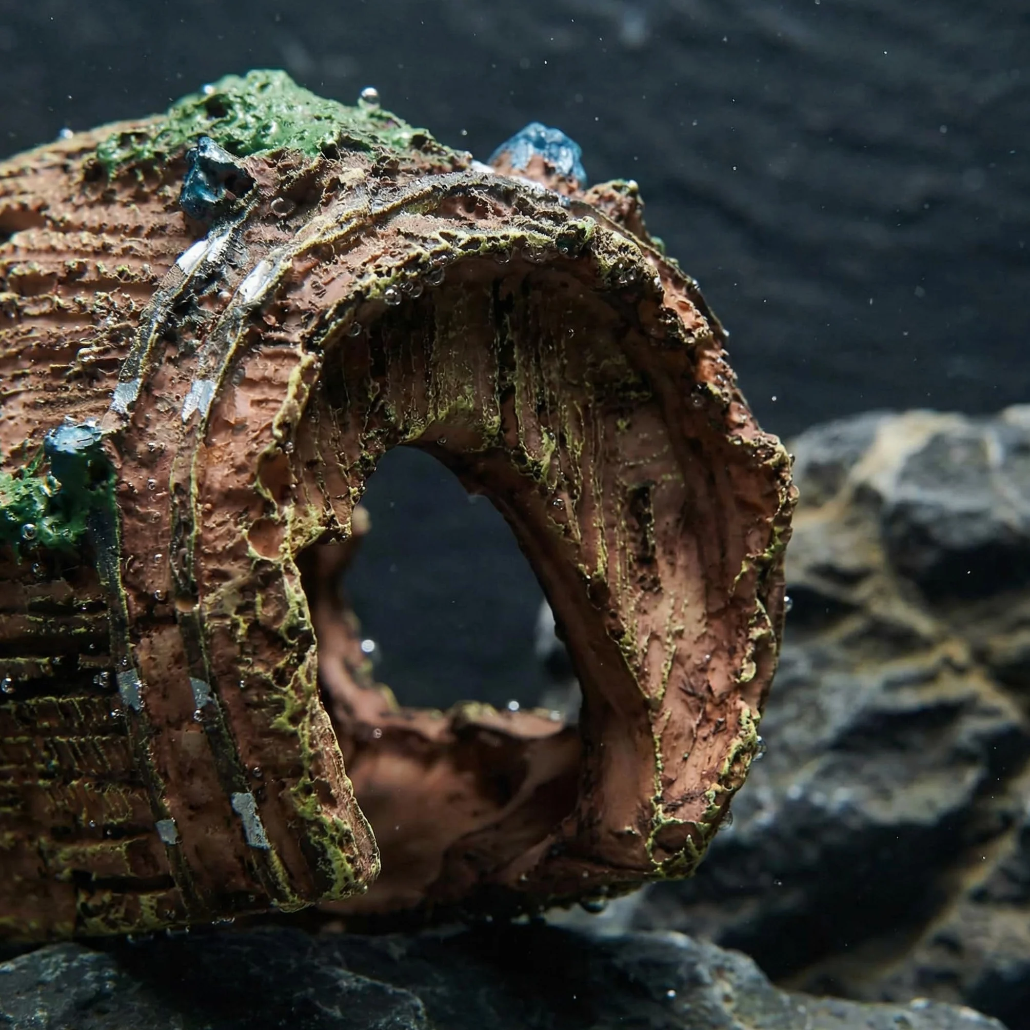 Résine Fish Tank Ornement brisé Barrel Cave Marron Style rétro