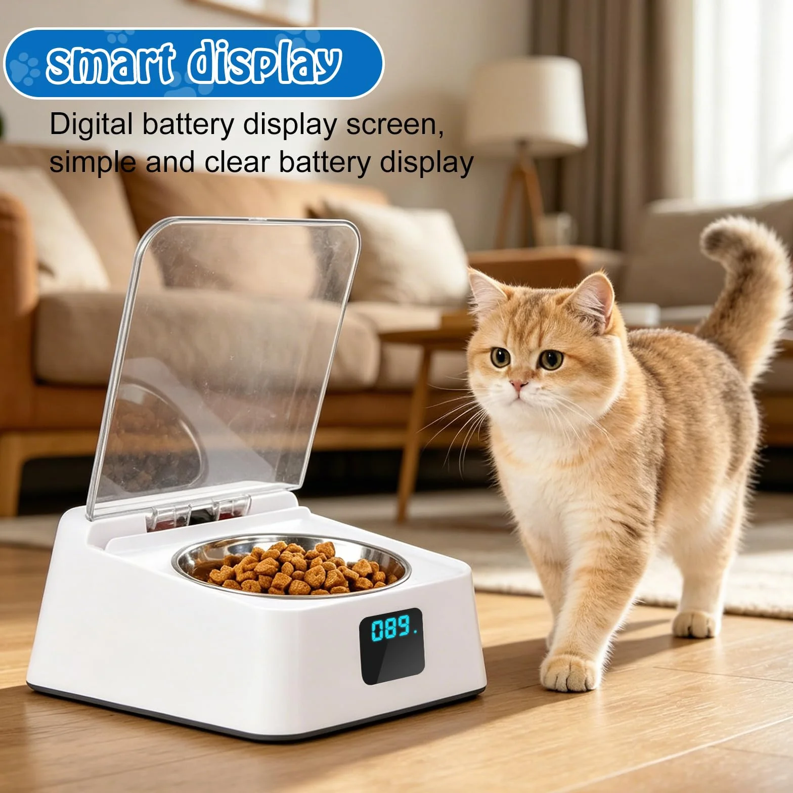 Gamelle intelligente 350 ml distributeur automatique nourriture humide chat induction infrarouge noir et blanc