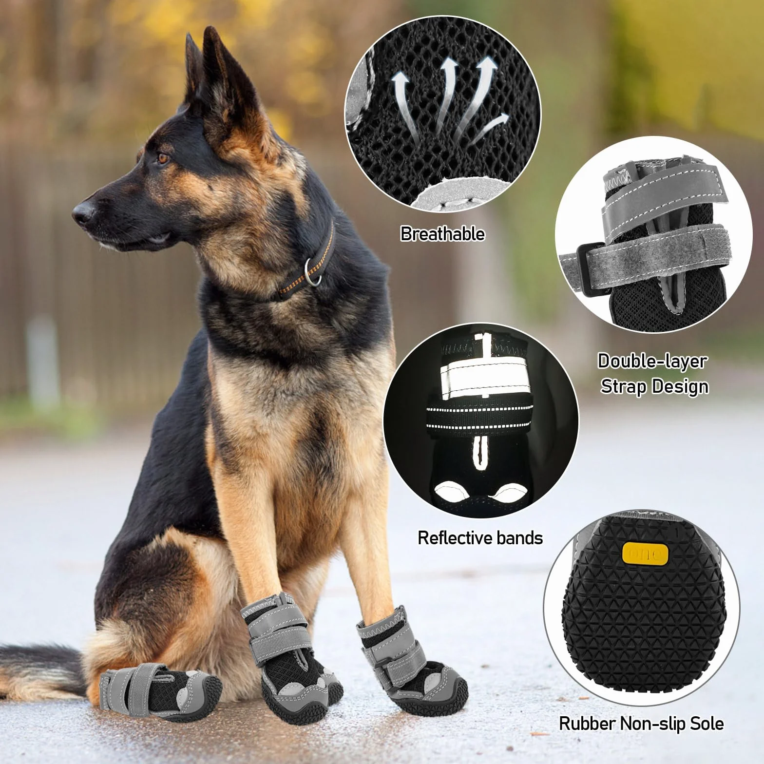 Bottes pour Chien Bottes Pours Chien Respirantes avec Griffes antidérapantes Botte pour Chiens réfléchissantes pour la Neige et la randonnée (8)