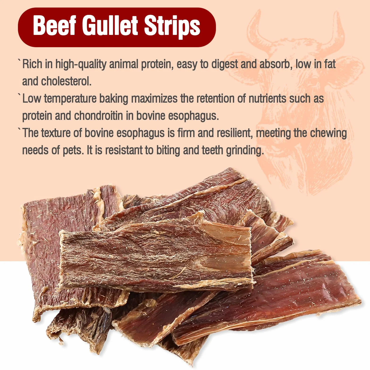 Friandises pour Chiens à Base d'Œsophage de Bœuf, Naturelles, Riches en Protéines, 80G