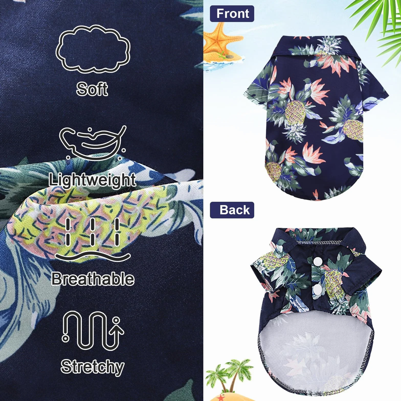 Chemise Hawaïenne pour Chien Azul Marino XL