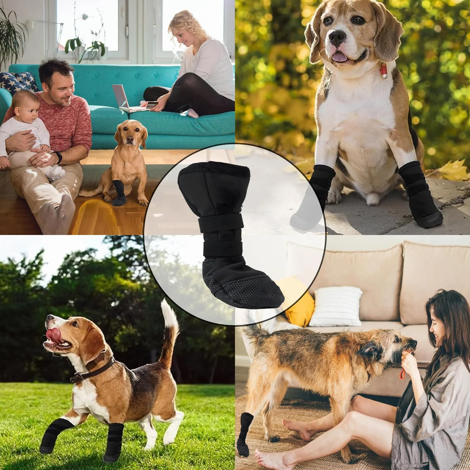 Chaussures pour Chien Imperméables Antidérapantes Bottes de Protection Pattes Léchage Plaies