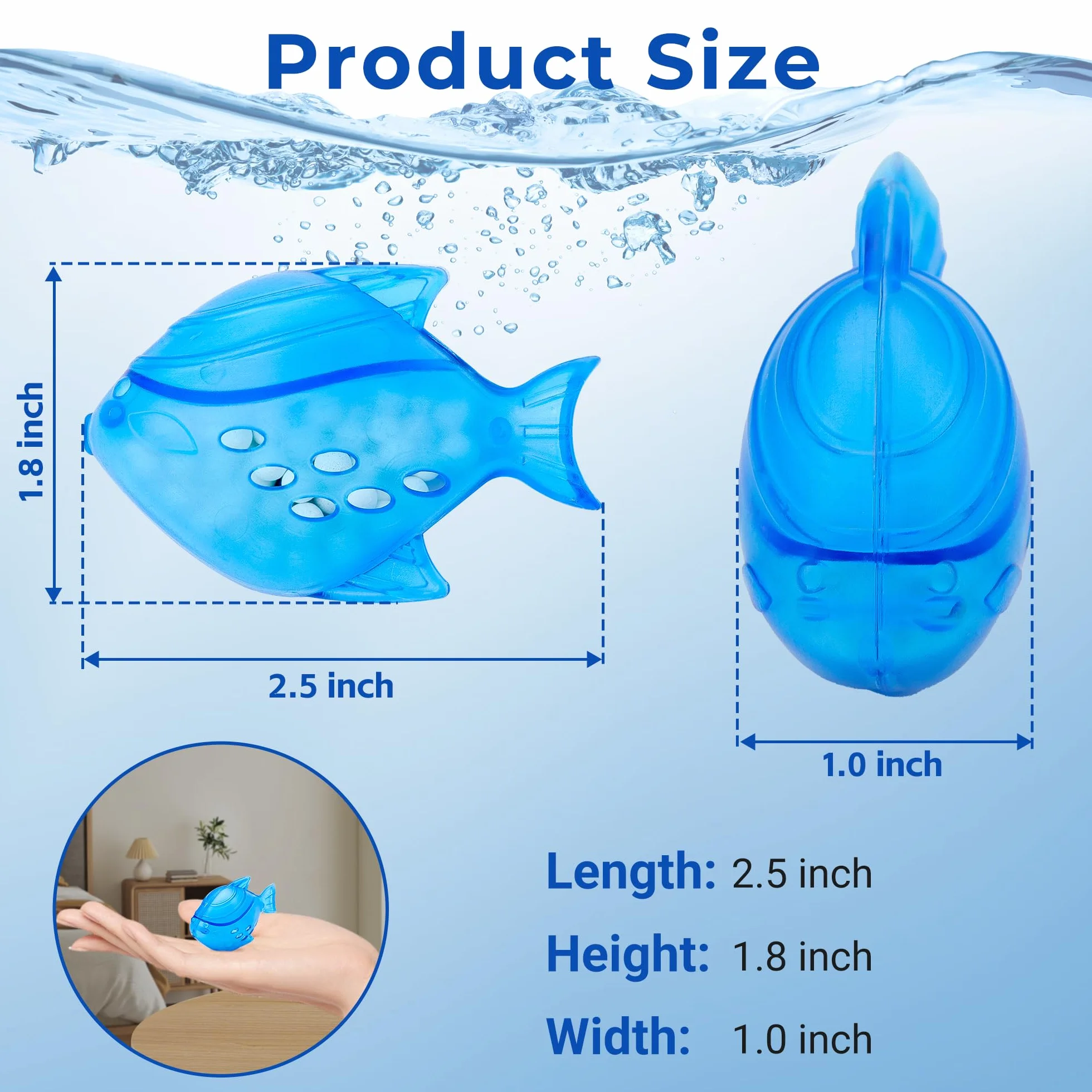 Lot de 6 humidificateurs de nettoyage pour poissons compatibles avec aquariums - Bleu