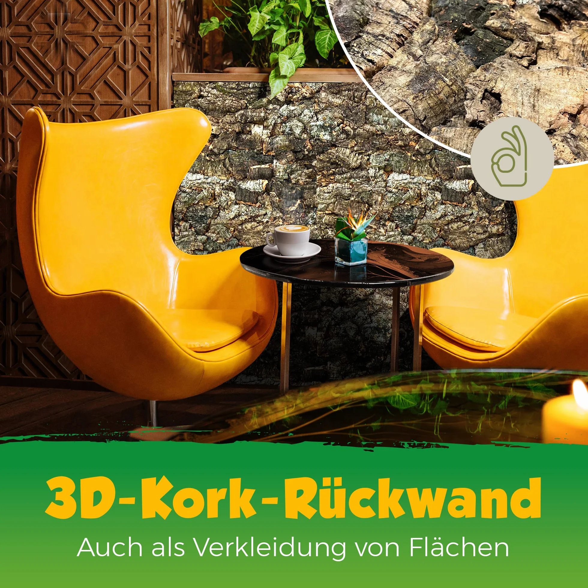 Paroi arrière XL en liège 3D pour Terrarium 90 x 60 cm