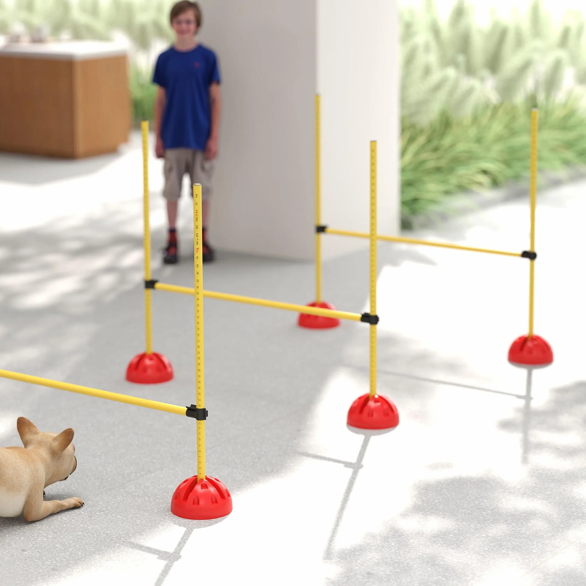 PawHut Kit d'Agilité pour Chien avec 4 Haies de Saut Réglables, Sac de Transport, Jaune et Orange
