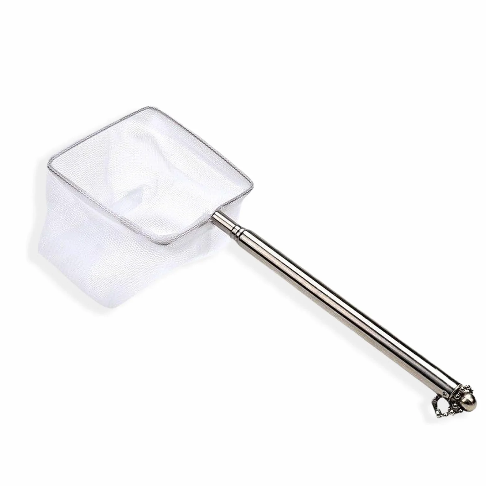 Épuisette Aquarium Télescopique Carrée Nylon Manche Acier Inoxydable Filet Fin Poissons Crevettes