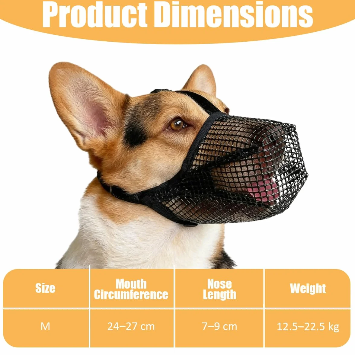 Muselière Chien, Musoliaire Chien, Muselières pour Chiens Anti-Grignotage, Muselières pour Chiens, Respirante et Réglables, pour Chienss Moyens et Grands (M, Noir)