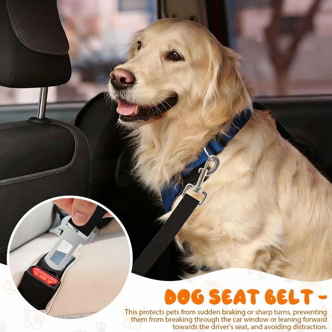 Ceinture Chien Voiture,3 Pièces Ceinture Voiture Chien,Ceintures Securite Chiens Voiture,Ceintures Securite avec Absorption des Chocs et Mousqueton,pour Chats et Chiot