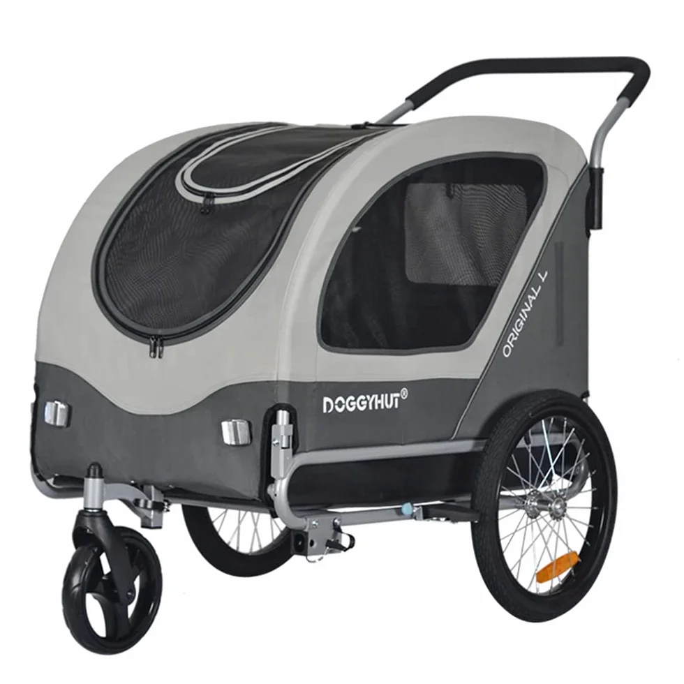 Doggyhut Original L Remorque de Velo 2 en 1 Grande Poussette pour Chiens Taille Moyenne et Grande