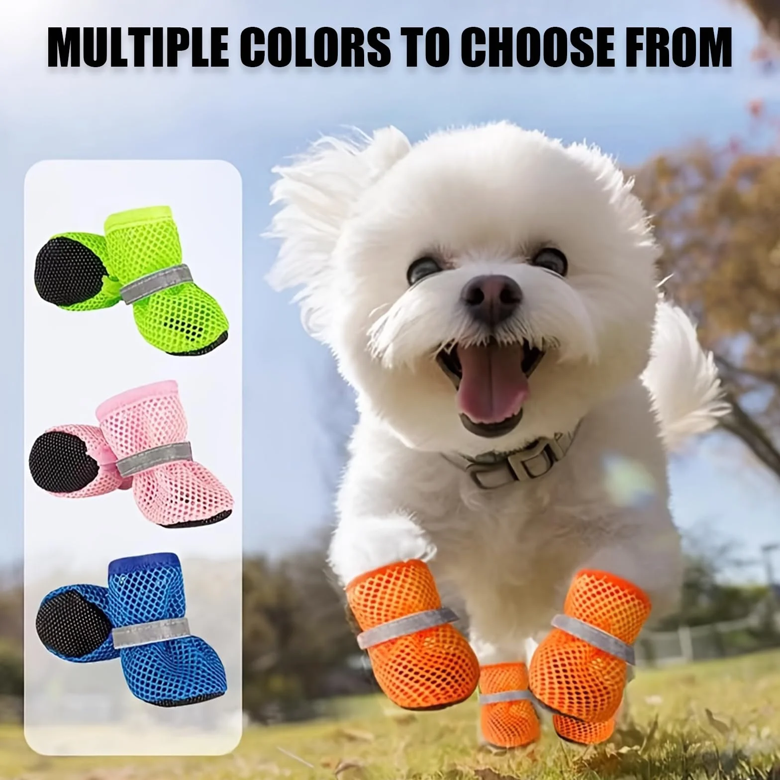 Lot de 4 chaussures d'été en maille pour chien - Respirantes - Protection des pattes - Antidérapantes - Rose - Taille S