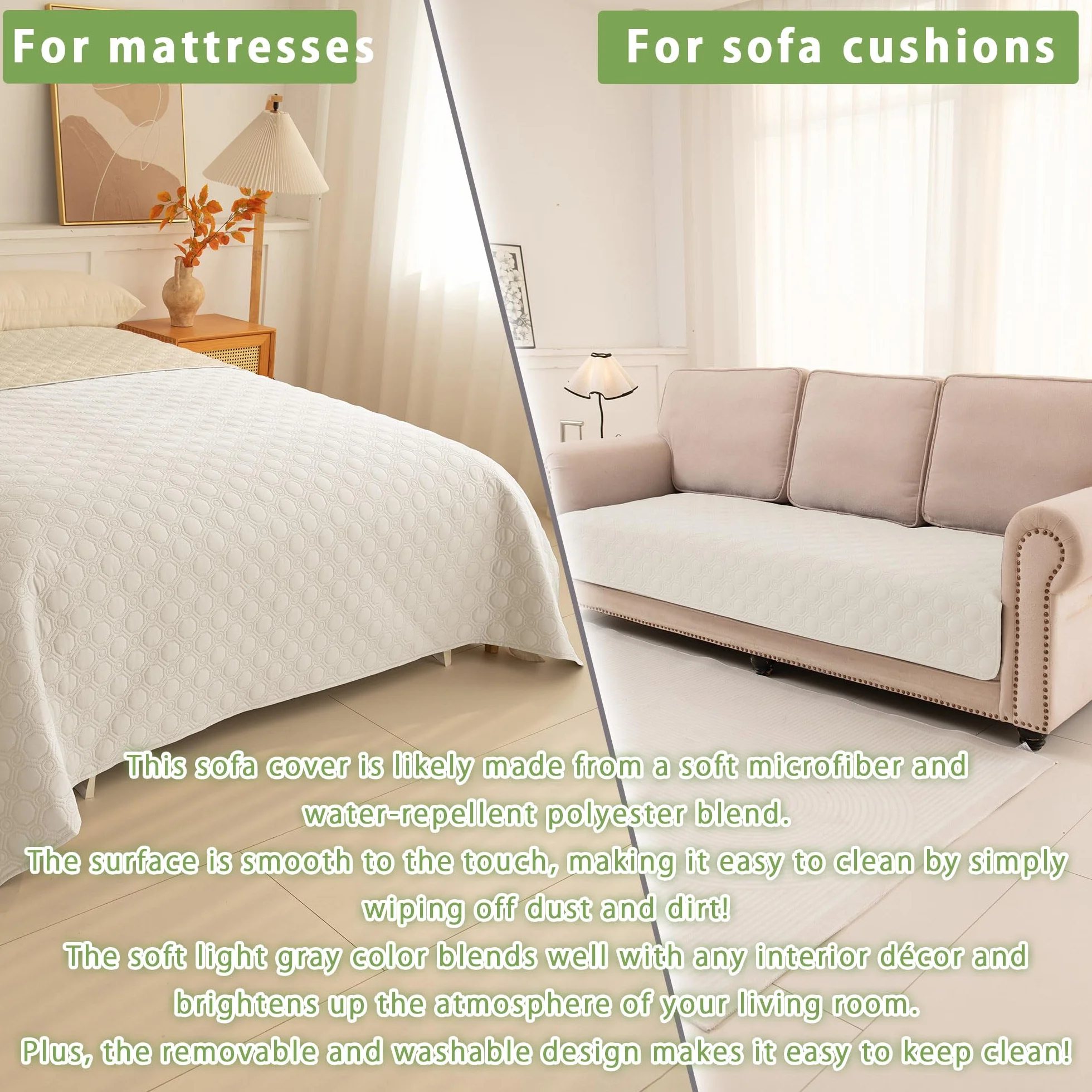 Protège Matelas Imperméable Housse de Lit Antidérapante Anti-Taches 137x208cm Beige